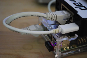 Note the USB WiFi adapter, providing wireless update of the RPi unit when within range of the home network.